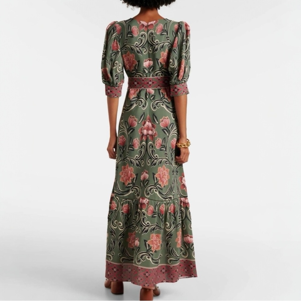 NWT FARM Rio Short Sleeve Arabesque Floral Green Maxi Dress Size Medium - Picture 2 of 16